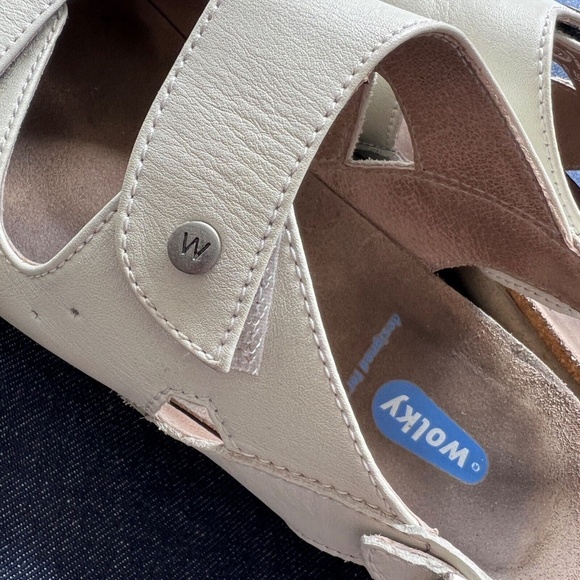 Wolky Leather Sandals 2 Strap Comfort Hook & Loop Beige Size 41 US Size 9 1/2 - Picture 6 of 8